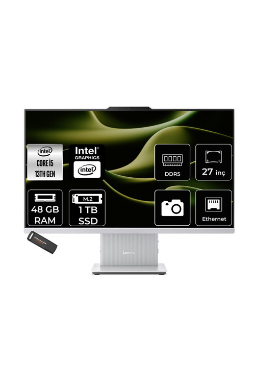 Ideacentre 27Irh9 İ5 13420H 48Gb 1Tb Ssd 27" Fhd Fdos Gri All İn One Bilgisayar