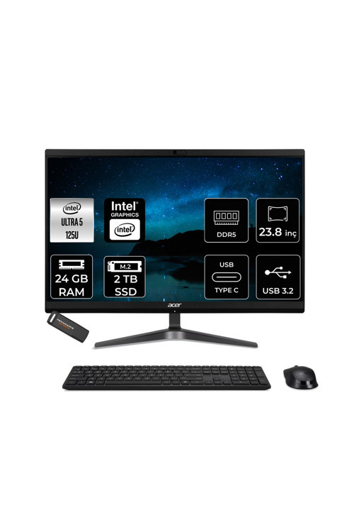 Veriton Ultra 5 125U 24Gb 2Tb Ssd 23.8" Fhd Fdos All İn One Bilgisayar & Per4 Usb