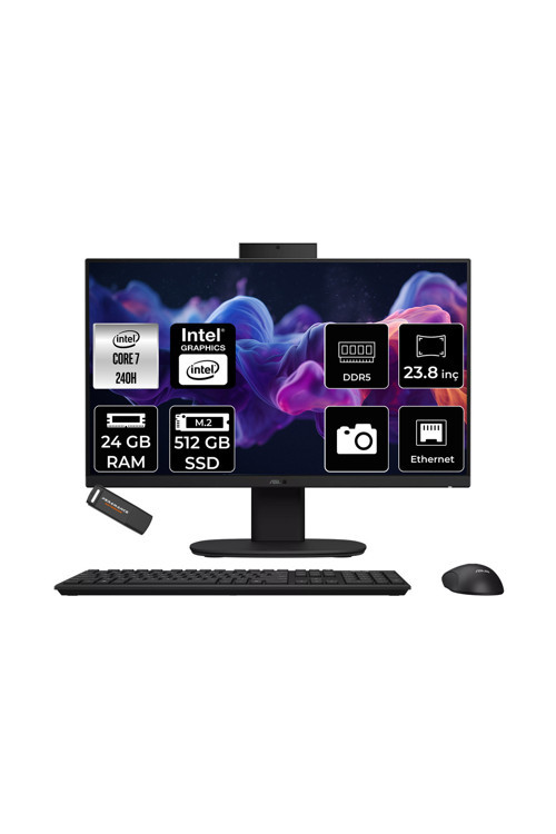 V440 Intel Core 7 240H 24Gb 512Gb Ssd 23.8" Fhd 100Hz Fdos All İn One Bilgisayar & Per4 Usb
