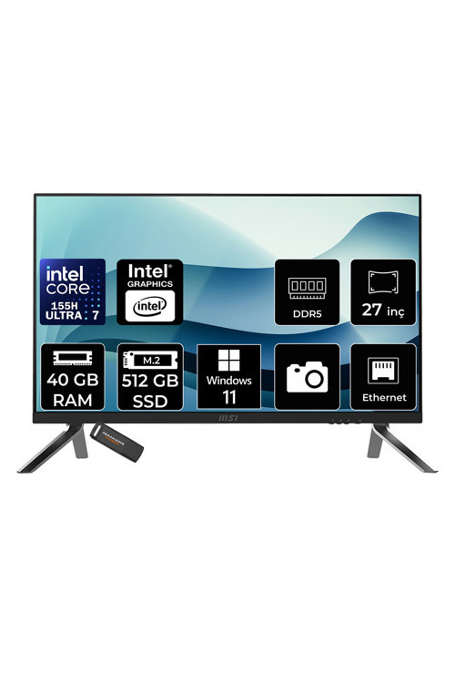 Modern Am273Q Aı Ultra 7 155H 40Gb 512Gb Ssd 27" Qhd 100Hz W11P Siyah All İn One Bilgisayar