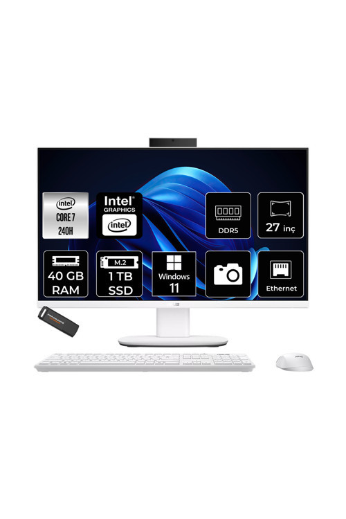 V470 Intel Core 7 240H 40Gb 1Tb Ssd 27" Fhd 100Hz W11P All İn One Bilgisayar & Per4 Usb Bellek