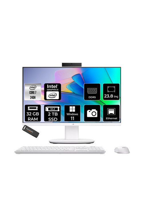 V440 Intel Core 7 240H 32Gb 2Tb Ssd 23.8" Fhd 100Hz W11H All İn One Bilgisayar & Per4 Usb