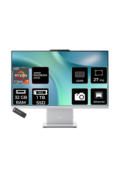 Ideacentre 27Arr9 Ryzen 7 7735Hs 32Gb 1Tb Ssd 27" Fhd Fdos Gri All İn One Bilgisayar