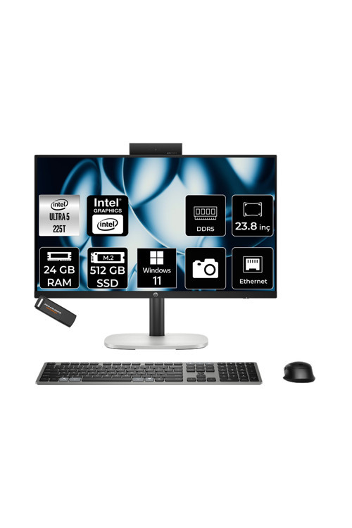 K12 Prostudio 4 G1İ Ultra 5 225T 24Gb 512Gb Ssd 23.8" Fhd W11P All İn One Bilgisayar & Per4 Usb