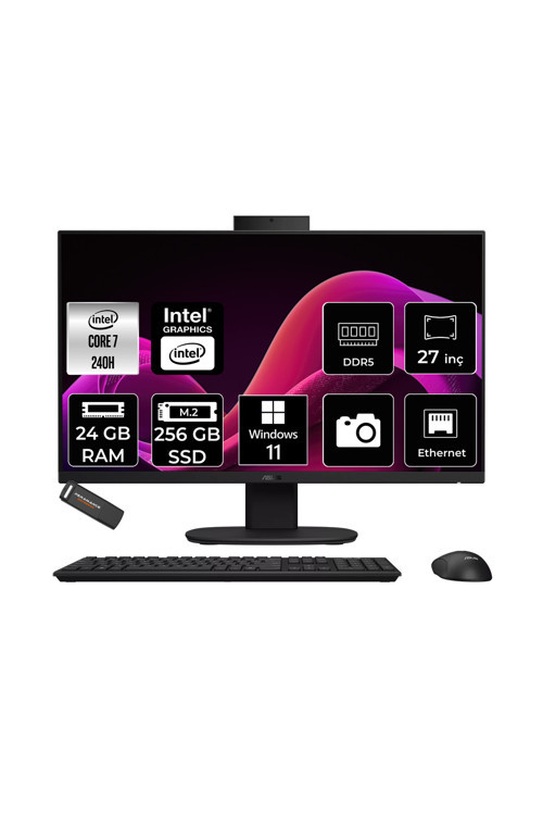V470 Intel Core 7 240H 24Gb 256Gb Ssd 27" Fhd 100Hz W11P All İn One Bilgisayar & Per4 Usb