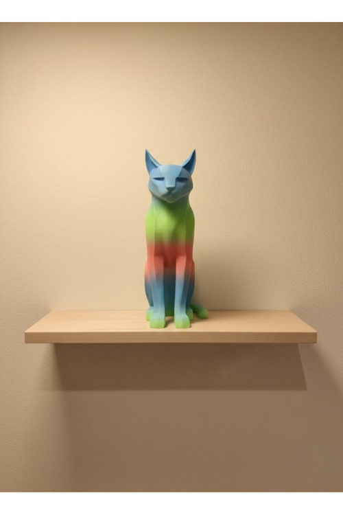 Pastel Rainbow Kedi Figürü Masa ve Raf Üstü Ev Dekorasyonu