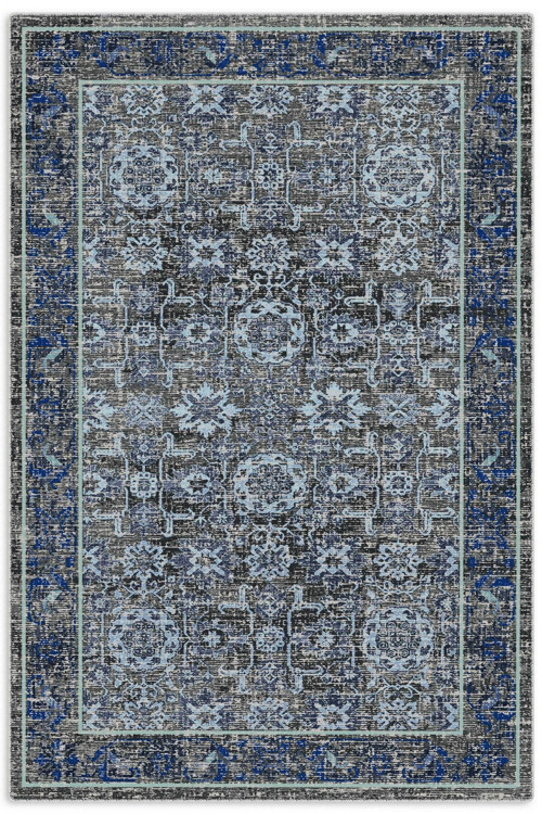 Mavi Gri Antrasit Eskitme Şönil Halı Kilim Yolluk Kaymaz Yıkanabilir Saçaklı Mutfak Oturma Odası
