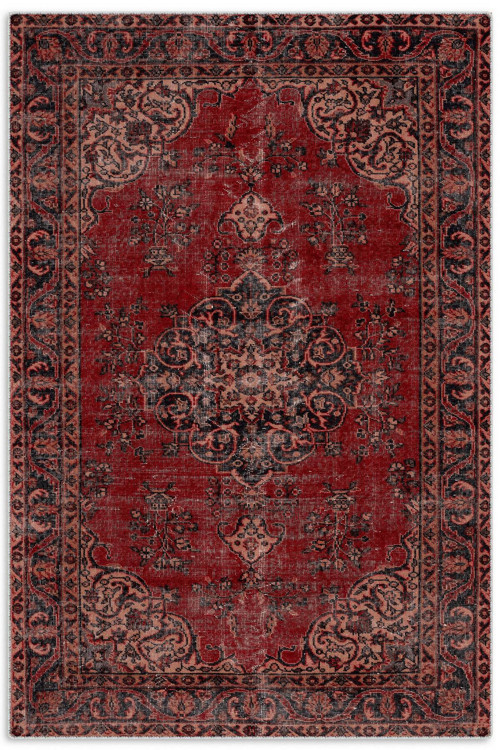 Eskitme Bordo Isparta Modeli Şönil Halı Kilim Yolluk Tasarım Çift Taraflı Makinada Yıkanabilir