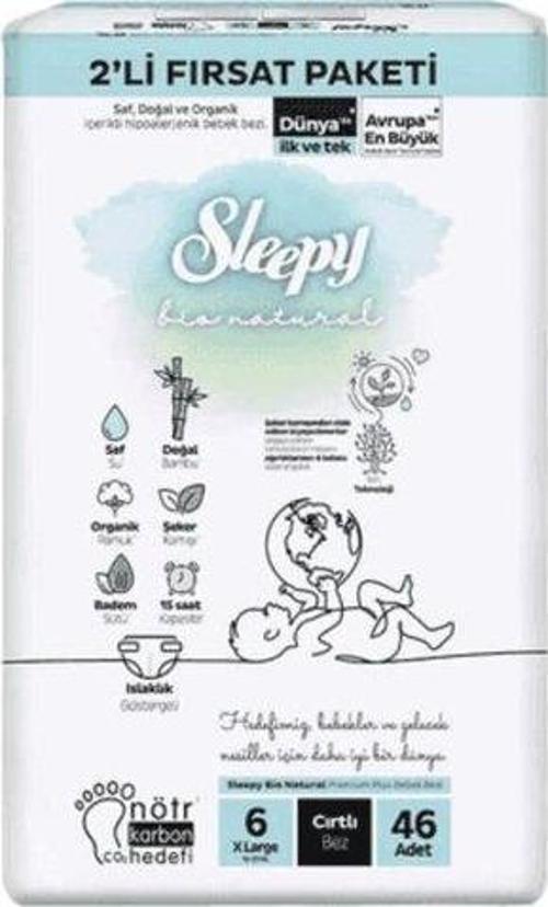 Bio Natural 2'li Fırsat Paketi Bebek Bezi 6 Numara XL 46 Adet