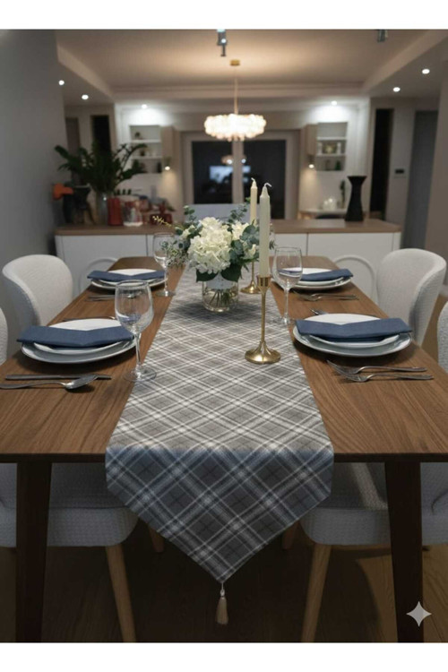 Pamuklu Polyester Baskılı Kumaş Özel Püsküllü Zikzak Dikiş Runner
