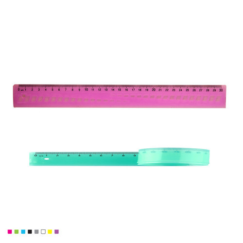 Yumuşak Bükülebilir Silikon Cetvel 30 cm (Okul ve Ofis Tipi)