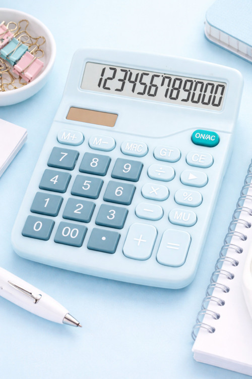 12 Haneli Hesap Makinesi Büyük Düğmeler Güneş Enerjisi Finansal Iş Muhasebe Okul Aracı Mavi Renk
