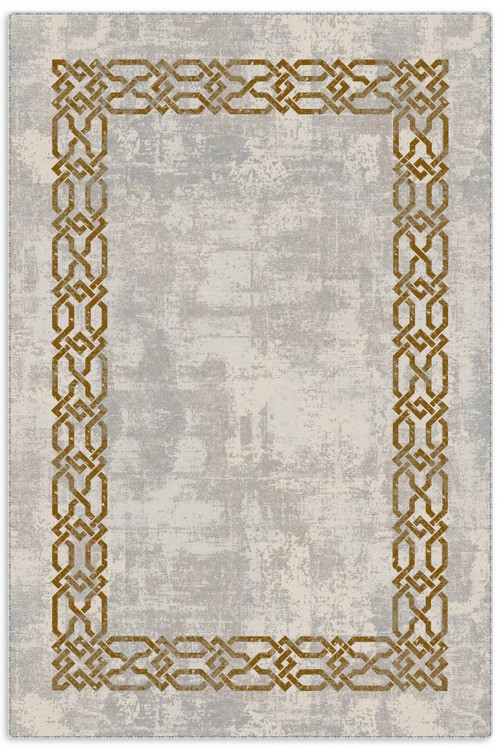 Hardal Çerçeveli Şönil Halı Kilim Yolluk Kaymaz Kendinden Saçaklı Yıkanabilir Salon Koridor Mutfak