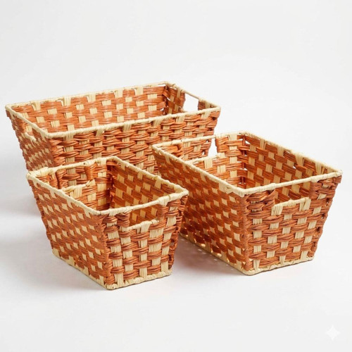Wicker Serisi SPT-161 Diktördgen 3'lü Set Hasır Sepet