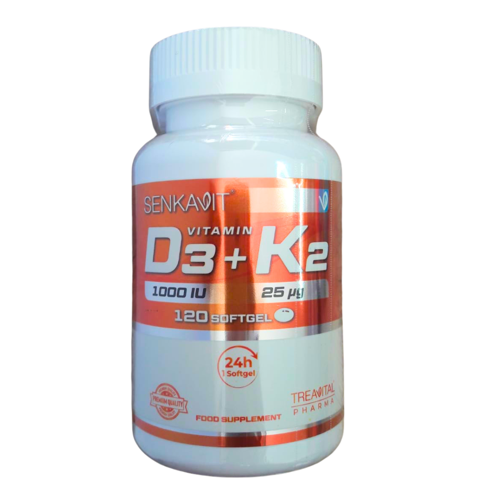 Vitamin D3 1000IU K2 Takviye Edici Gıda 120 Softgel