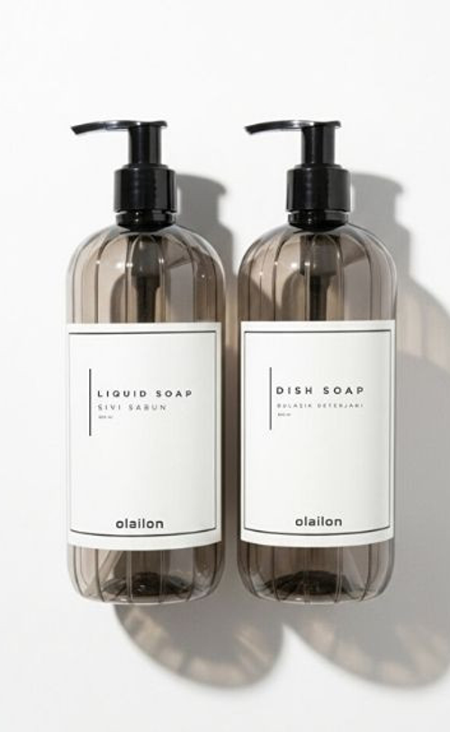 olailon Bulaşık Deterjanı ve Sıvı Sabun Şişe Seti 2’li Füme 500 ml
