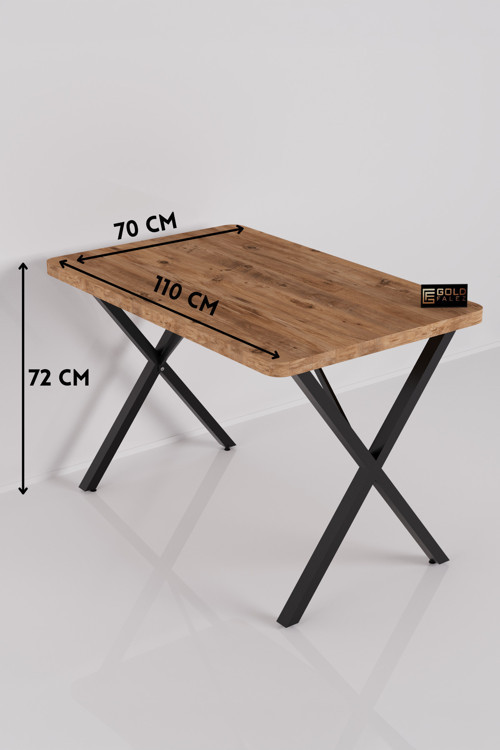 Mutfak Masası 110x70 cm Modern Ahşap Görünümlü Yemek Masası Ofis Bahçe Balkon Cafe Masa 9830 Atlantk