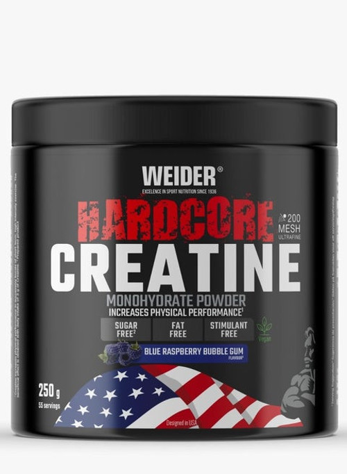 Hardcore Creatine Monohydrate Powder 250g - Blue Rasperry Bubble Gum