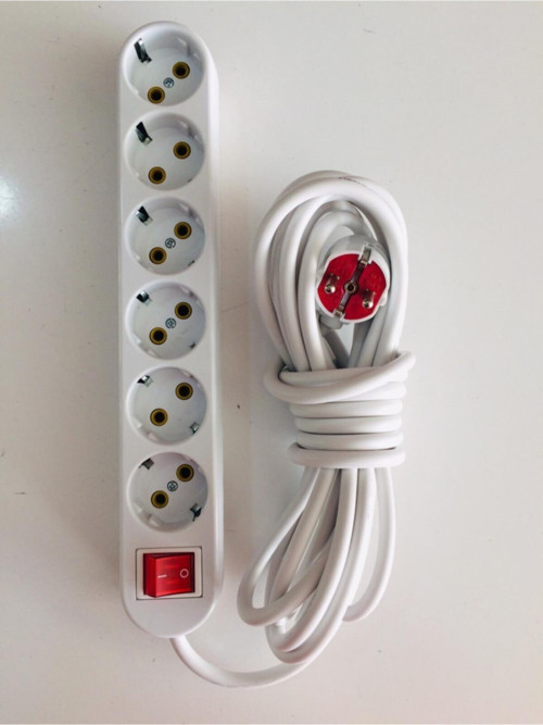 5 Metre Anahtarlı 6 Lı (Altılı) Topraklı Grup Priz Seyyar Uzatma