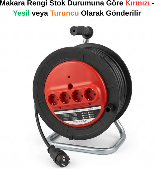 15 Metre Kaynak Makinesine Uygun Makaralı Uzatma Ara Kablosu Siyah 3X2.5 Mm² Topraklı
