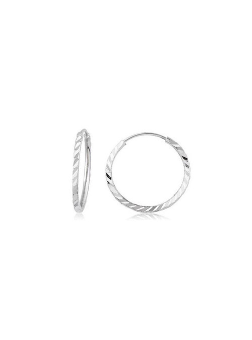 Beyaz Yelpaze Kalem İşli Halka Küpe (Çapı: 1.5cm)