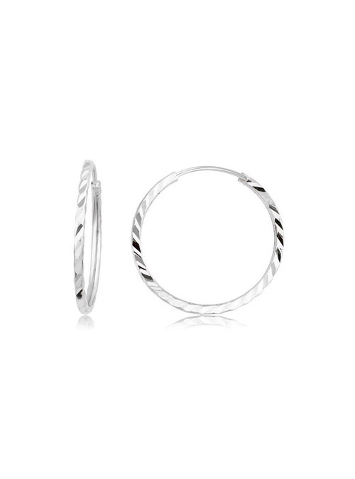 Yelpaze Kalemli Beyaz Altın Halka Küpe (Çapı: 2.20cm)