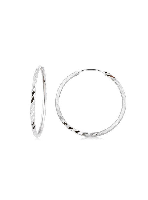 Yelpaze Kalemli Beyaz Altın Halka Küpe (Çapı: 2.7cm)