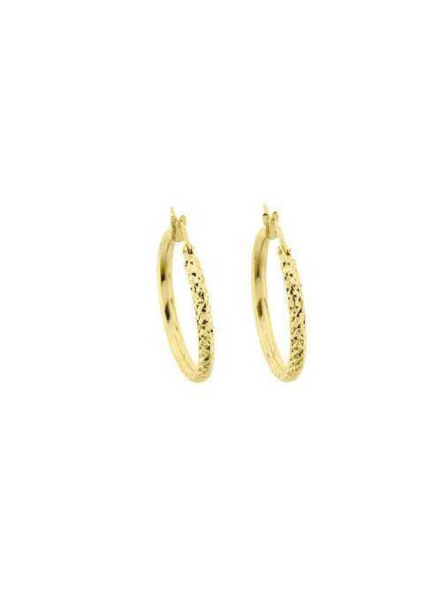 Dokulu Altın Halka Küpe ( Çap 2.4cm)