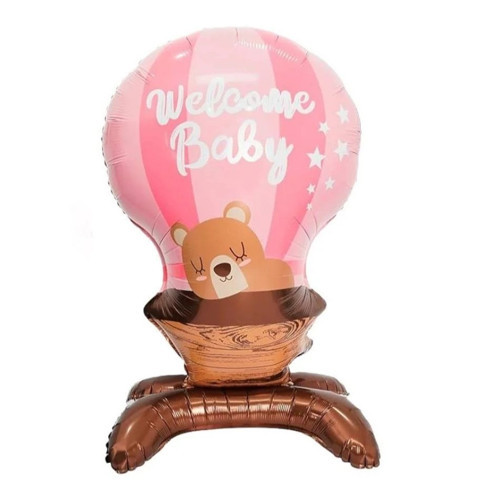 Pembe Ayaklı Welcome Ayıcıklı Folyo Balon 1 Adet