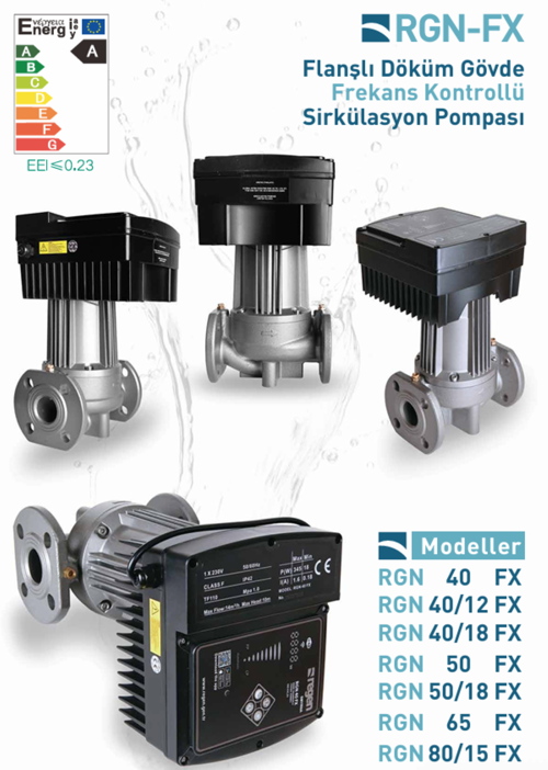 RGN 65 FX 22 Watt Frekans Konvertörlü Sirkülasyon Pompası (DN 65) 45 m3 Debi - 15 mSS Basınç