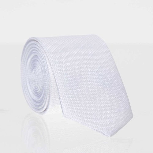 Beyaz Slim Fit Düz Renk Dokuma Kravat / DDK-49