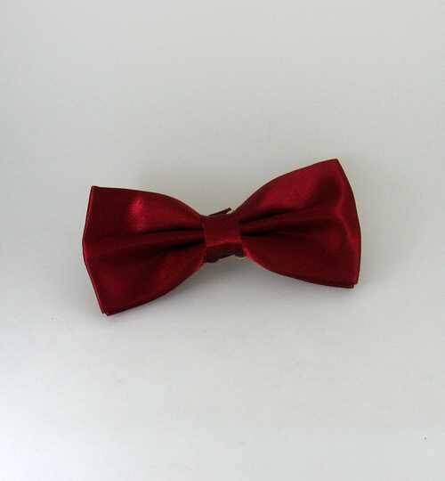 Bordo Düz Renk Saten Papyon - SP-03