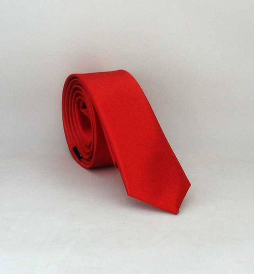 Kırmızı Ultra Slim Fit Düz Renk Saten Kravat - USS-02