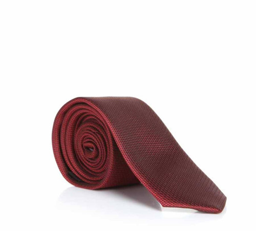Bordo Slim Fit Düz Renk Dokuma Kravat / DDK-19