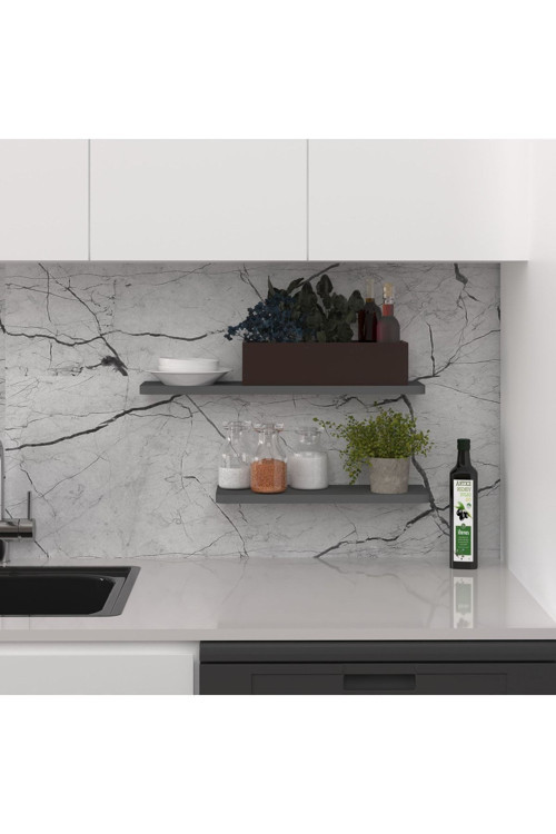 Modern 2'li Uçan Raf Çok Amaçlı Duvar Rafı Organizer %100 MDF Kitaplık Mutfak Banyo Rafı DRF01