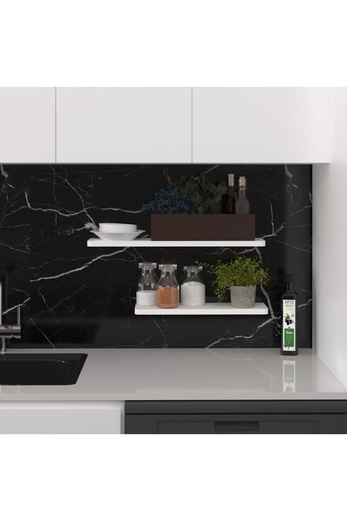 Modern 2'li Uçan Raf Çok Amaçlı Duvar Rafı Organizer %100 MDF Kitaplık Mutfak Banyo Rafı DRF01