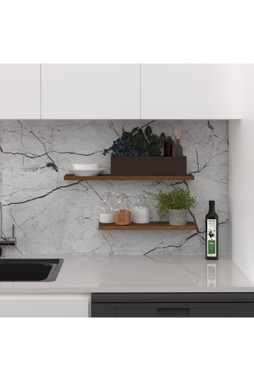 Modern 2'li Uçan Raf Çok Amaçlı Duvar Rafı Organizer %100 MDF Kitaplık Mutfak Banyo Rafı DRF01