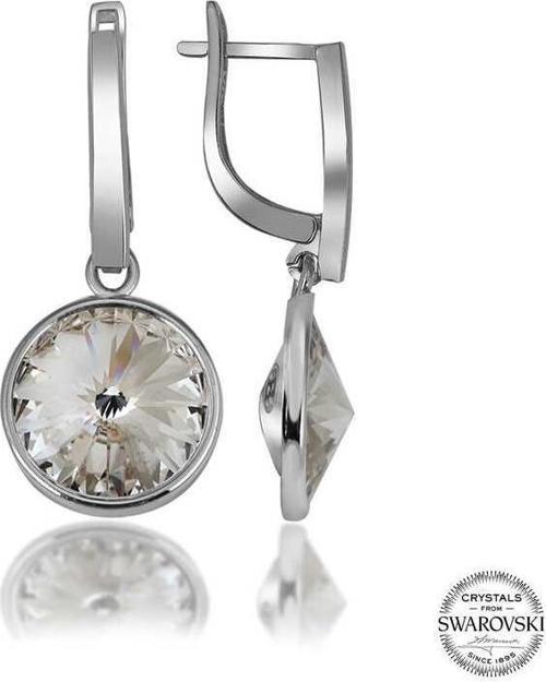 Swarovski Crystal Taşlı Gümüş Beyaz Sallantılı Kadın Küpe