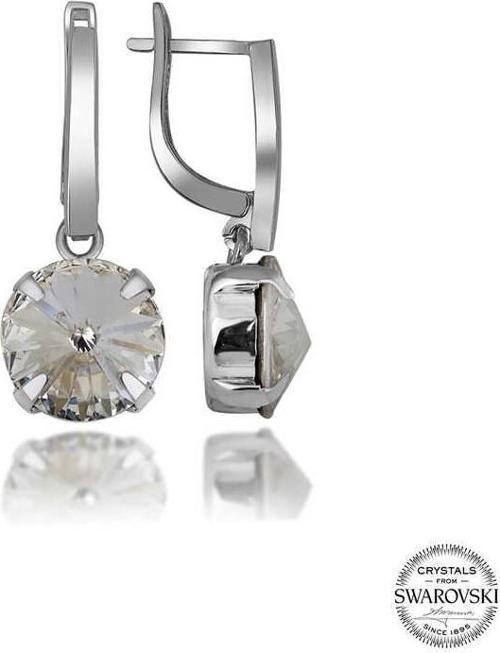 Swarovski Crystal Taşlı Gümüş Beyaz Sallantılı Kadın Küpe
