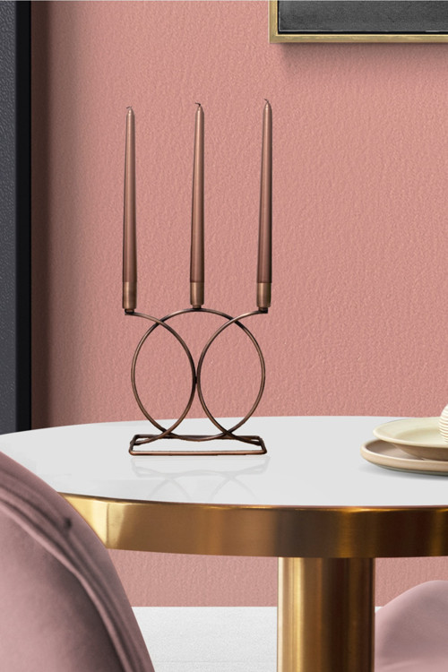 Bronz Şamdan Mumluk Dekoratif Mumluk Geometri Kaplama Metal Paslanmaz Dolu Demir 20 Cm Ev Dekorasyon