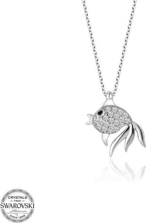 Swarovski Taşlı Gümüş Balık Bayan Kolye