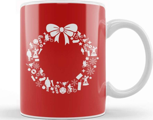 Stranger Things Christmas Wreath Pattern Kupa Bardak Porselen