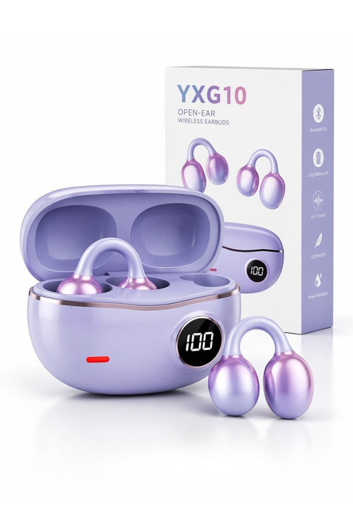 YXG‑10 Bluetooth Kulaklık | Kablosuz Spor ve Günlük Kullanım İçin – Mikrofonlu, Ergonomik, Şarjlı Mor