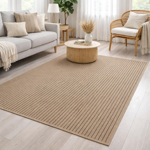 Avanos Modern Kahve Hasır Dokuma Jüt Sisal Kilim Yıkanabilir Balkon Bahçe Mutfak Halı 8042A
