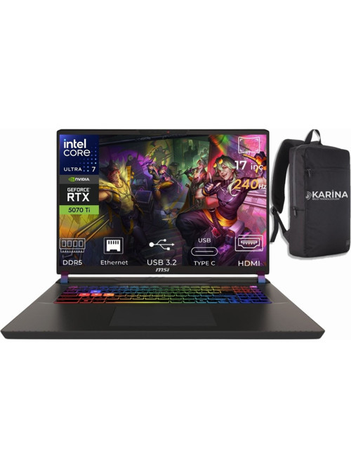 Vector 17 HX AI Ultra 7 255HX A2XWHG-086TR-K20 48GB 2TB+2TB RTX5070TI W11Home 17" 240Hz WQXGA Gaming Laptop