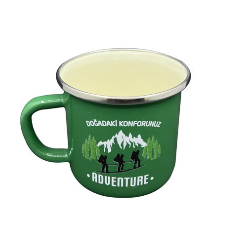 Retro Emaye Kupa Bardak Adventure Yeşil (OUT-1900)