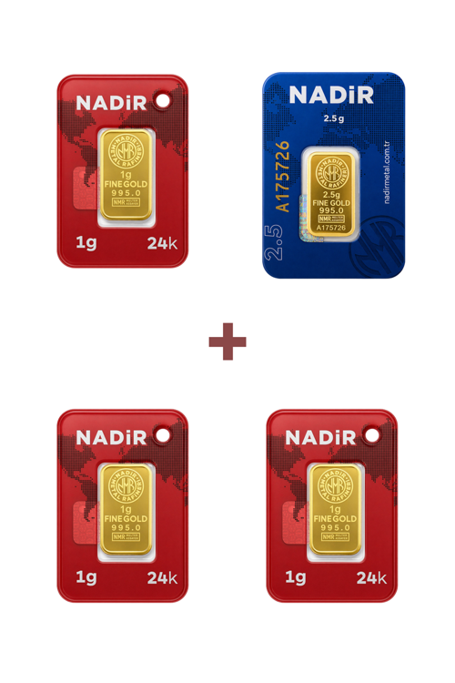 24 Ayar 5,5 Gram Külçe Altın (1 Adet 2,5 Gram Külçe Altın + 3 Adet 1 Gram Külçe Altın )