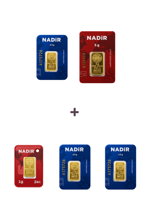 24 Ayar 13,5 Gram Altın (1 Ad 5 Gram Altın + 3 Ad 2,5 Gram Altın + 1 Ad 1 Gram Altın )