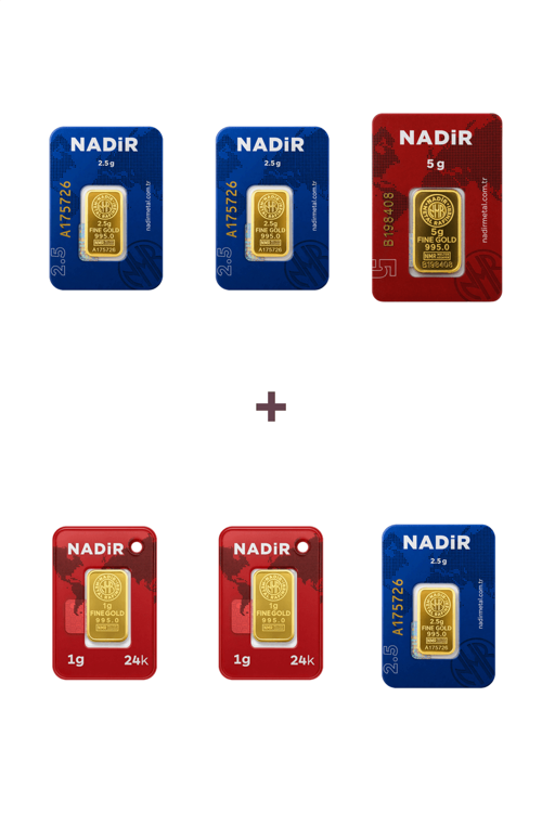 24 Ayar 14,5 Gram Altın (1 Ad 5 Gram Altın + 3 Ad 2,5 Gram Altın + 2 Ad 1 Gram Altın )