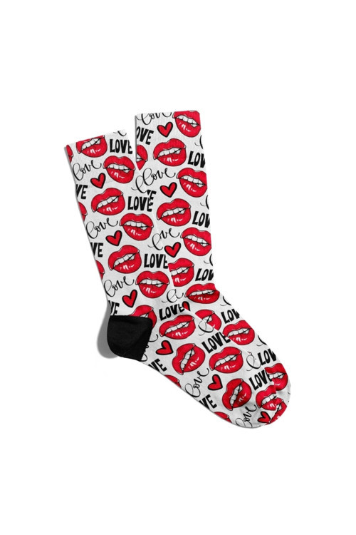 Eğlenceli Çoraplar Eğlenceli Çorap Unisex zzz Gri Skull Boom Baskılı Çorap Ecsoket343